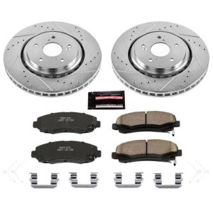 Acura TLX Brake Kit - Front - PowerStop - Drilled & Slotted Rotors + Carbon-Fiber Ceramic Pads - `15-`19