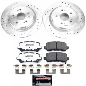 Acura TLX Brake Kit - Rear - PowerStop - Slotted/Drilled Rotors + Carbon-Fiber Ceramic Pads - `15-`19
