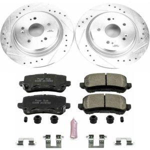 Acura TLX Brake Kit - Rear - PowerStop - Drilled & Slotted Rotors + Carbon-Fiber Ceramic Pads - `15-`19