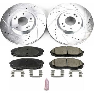Kia Sedona Brake Kit - Front - PowerStop - Drilled & Slotted Rotors + Carbon-Fiber Ceramic Pads - `15-`19