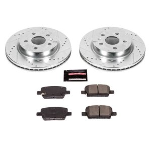 Cadillac CT6 Brake Kit - Rear - PowerStop - Drilled & Slotted Rotors + Carbon-Fiber Ceramic Pads - `16-`19