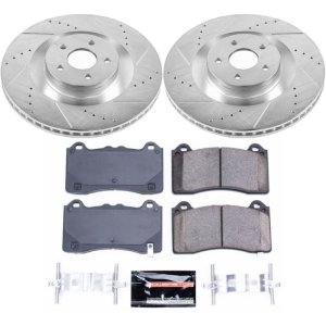 Ford Focus Brake Kit - Front - PowerStop - Z23 Evolution Sport - Drilled & Slotted Rotors + Carbon-Fiber Ceramic Pads - `16-`18