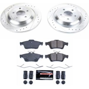 Ford Focus Brake Kit - Rear - PowerStop - Drilled & Slotted Rotors + Carbon-Fiber Ceramic Pads - `16-`18