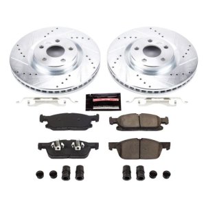 Ford Edge Brake Kit - Front - PowerStop - Drilled & Slotted Rotors + Carbon-Fiber Ceramic Pads - `15-`19