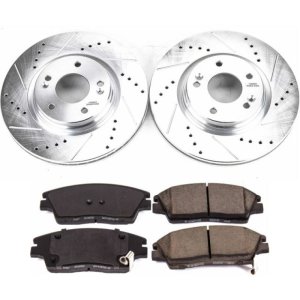 Hyundai Elantra Brake Kit - Front - PowerStop - Z23 Evolution Sport + Drilled & Slotted Rotors - `17-`19