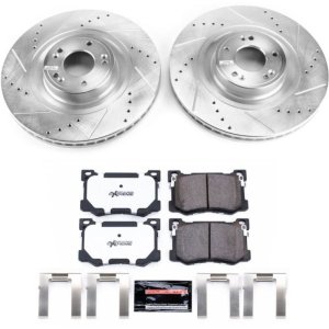 Hyundai Genesis Brake Kit - Front - PowerStop - Drilled & Slotted Rotors + Carbon-Fiber Ceramic Pads - `15-`16