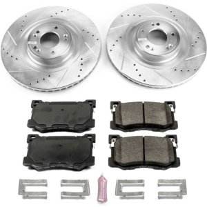 Hyundai Genesis Brake Kit - Front - PowerStop - Drilled & Slotted Rotors + Carbon-Fiber Ceramic Pads - `15-`16