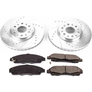 GMC Acadia Brake Kit - Front - PowerStop - Z23 Evolution Sport + Drilled & Slotted Rotors + Carbon-Fiber Ceramic Pads - `17-`18