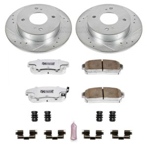 Infiniti G20 Brake Kit - Rear - PowerStop - Drilled & Slotted Rotors + Carbon-Fiber Ceramic Pads - `01-`02