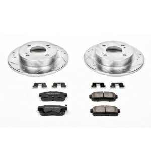 Infiniti G20 Brake Kit - Rear - PowerStop - Drilled & Slotted Rotors + Carbon-Fiber Ceramic Pads - `01-`02
