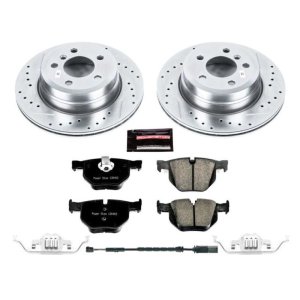 BMW X5 Brake Kit - Rear - PowerStop - Drilled & Slotted Rotors + Carbon-Fiber Ceramic Pads - `11-`18