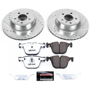BMW X5 Brake Kit - Rear - PowerStop - Z26 Street Warrior Brake Upgrade Kit - Drilled & Slotted Rotors + Carbon-Fiber Ceramic Pads - `11-`18