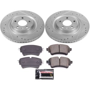 Audi A4 Brake Kit - Rear - PowerStop - Drilled & Slotted Rotors + Carbon-Fiber Ceramic Pads - `17-`19