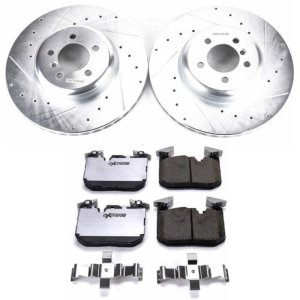 BMW ActiveHybrid 3 Brake Kit - Front - PowerStop - Drilled & Slotted Rotors + Carbon-Fiber Ceramic Pads - `13-`15