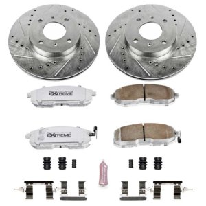 Infiniti G20 Brake Kit - Front - PowerStop - Drilled & Slotted Rotors + Carbon-Fiber Ceramic Pads - `99-`02