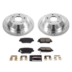 Hyundai Santa Fe Brake Kit - Rear - PowerStop - Drilled & Slotted Rotors + Carbon-Fiber Ceramic Pads - `10-`18