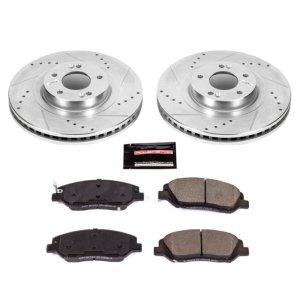Hyundai Santa Fe Brake Kit - Front - PowerStop - Drilled & Slotted Rotors + Carbon-Fiber Ceramic Pads - `17-`18