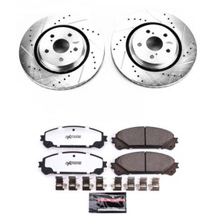 Lexus RX350 Brake Kit - Front - PowerStop - Drilled & Slotted Rotors + Carbon-Fiber Ceramic Pads - `16-`18