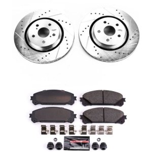 Lexus RX350 Brake Kit - Front - PowerStop - Z23 Evolution Sport + Drilled & Slotted Rotors + Carbon-Fiber Ceramic Pads - `16-`18