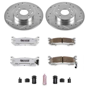 Ford Escort Brake Kit - Rear - PowerStop - Drilled & Slotted Rotors + Carbon-Fiber Ceramic Pads - `97-`03