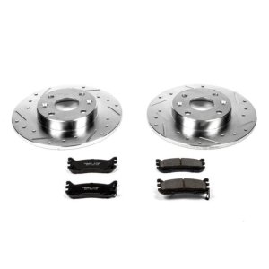 Ford Escort Brake Kit - Rear - PowerStop - Z23 Evolution Sport Kit with Drilled & Slotted Rotors + Carbon-Fiber Ceramic Pads - `97-`03 Ford Escort Brake Kit - Rear - PowerStop - Z23 Evolution Sport Kit with Drilled & Slotted Rotors + Carbon-Fiber Ceramic Pads - `97-`03