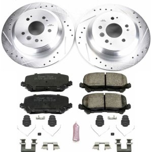 Honda Pilot Brake Kit - Rear - PowerStop - Z23 Evolution Sport + Drilled & Slotted Rotors + Carbon-Fiber Ceramic Pads - `16-`19