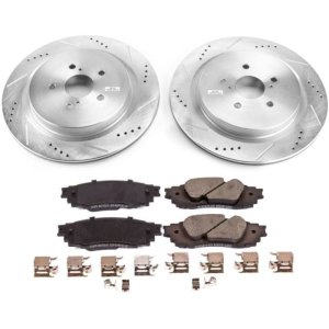 Lexus RX350 Brake Kit - Rear - PowerStop - Drilled & Slotted Rotors + Carbon-Fiber Ceramic Pads - `16-`18