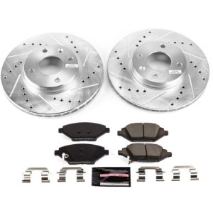 Chevrolet Spark Brake Kit - Front - PowerStop - Drilled & Slotted Rotors + Carbon-Fiber Ceramic Pads - `16-`19