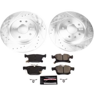 Chrysler Pacifica Brake Kit - Rear - PowerStop - Drilled & Slotted Rotors + Carbon-Fiber Ceramic Pads - `17-`19