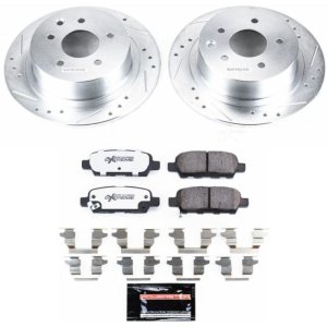 Nissan Altima Brake Kit - Rear - PowerStop - Z26 Street Warrior + Drilled & Slotted Rotors + Carbon-Fiber Ceramic Pads - `07-`10