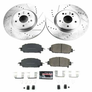 Honda CR-V Brake Kit - Front - PowerStop - Drilled & Slotted Rotors + Carbon-Fiber Ceramic Pads - `17-`18