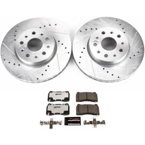 Cadillac CT6 Brake Kit - Front - PowerStop - Drilled & Slotted Rotors + Carbon-Fiber Ceramic Pads - `16-`18