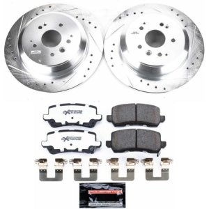 Acura MDX Brake Kit - Rear - PowerStop - Z26 Street Warrior + Drilled & Slotted Rotors + Carbon-Fiber Ceramic Pads - `17-`19