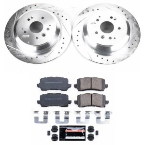 Acura MDX Brake Kit - Rear - PowerStop - Z23 Evolution Sport + Drilled & Slotted Rotors + Carbon-Fiber Ceramic Pads - `17-`19