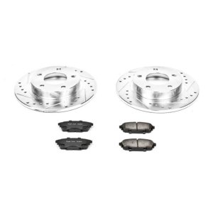 Mazda Protege Brake Kit - Rear - PowerStop - Drilled & Slotted Rotors + Carbon-Fiber Ceramic Pads - `01-`03