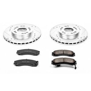 Mitsubishi Galant Brake Kit - Front - PowerStop - Drilled & Slotted Rotors + Carbon-Fiber Ceramic Pads - `99-`00
