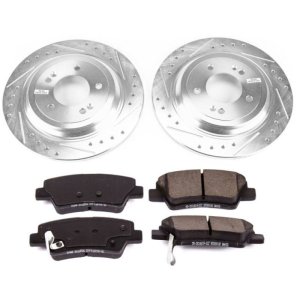 Kia Sportage Brake Kit - Rear - PowerStop - Drilled & Slotted Rotors + Carbon-Fiber Ceramic Pads - `17-`18