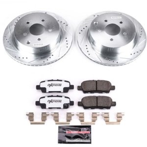 Infiniti Q50 Brake Kit - Rear - PowerStop - Drilled & Slotted Rotors + Carbon-Fiber Ceramic Pads - `18-`19
