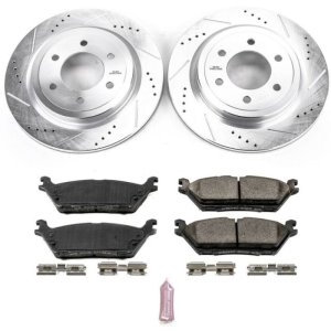 Ford Expedition Brake Kit - Rear - PowerStop - Drilled & Slotted Rotors + Carbon-Fiber Ceramic Pads - 2018 Ford Expedition Brake Kit - Rear - PowerStop - Drilled & Slotted Rotors + Carbon-Fiber Ceramic Pads - 2018