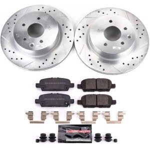 Nissan Maxima Brake Kit - Rear - PowerStop - Drilled & Slotted Rotors + Carbon-Fiber Ceramic Pads - `16-`21