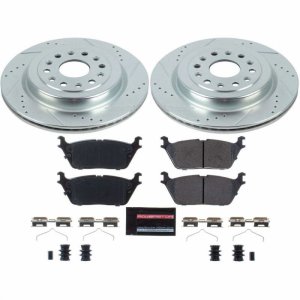 Ram 1500 Brake Kit - Rear - PowerStop - Drilled & Slotted Rotors + Carbon-Fiber Ceramic Pads - 2019