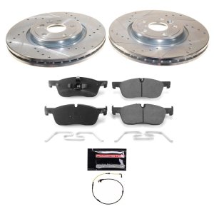 Land Rover Range Rover Velar Brake Pads + Rotors - Front - PowerStop - Z23 Evolution Sport: Drilled & Slotted Rotors + Carbon-Fiber Ceramic Pads - `18-`20