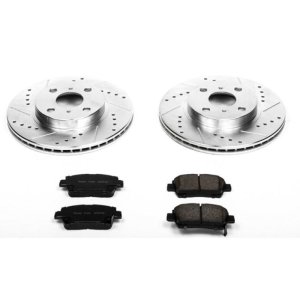 Toyota Echo Brake Kit - Front - PowerStop - Drilled & Slotted Rotors + Carbon-Fiber Ceramic Pads - `01-`05
