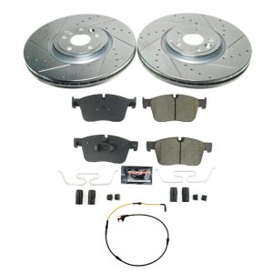 Land Rover Range Rover Velar Brake Pads + Rotors - Front - PowerStop - Drilled & Slotted Rotors + Z23 Evolution Carbon-Fiber Ceramic Pads - `18-`20