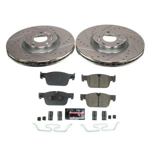 Volvo XC60 Brake Kit - Front - PowerStop - Z23 Evolution Sport Brake Upgrade Kit: Drilled & Slotted Rotors + Carbon-Fiber Ceramic Pads - `18-`22
