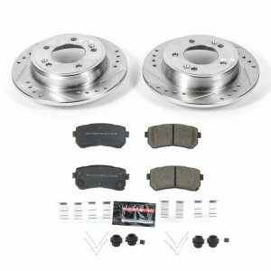 Hyundai Kona Brake Kit - Rear - PowerStop - Drilled & Slotted Rotors + Carbon-Fiber Ceramic Pads - `18-`19