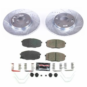 Hyundai Kona Brake Kit - Front - PowerStop - Drilled & Slotted Rotors + Carbon-Fiber Ceramic Pads - `18-`19