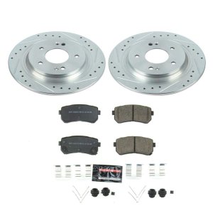 Hyundai Kona Brake Kit - Rear - PowerStop - Drilled & Slotted Rotors + Carbon-Fiber Ceramic Pads - `18-`19
