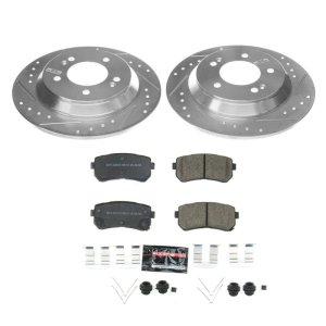 Hyundai Kona Brake Kit - Rear - PowerStop - Drilled & Slotted Rotors + Carbon-Fiber Ceramic Pads - `18-`19