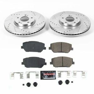 Hyundai Santa Fe Brake Kit - Front - PowerStop - Drilled & Slotted Rotors + Carbon-Fiber Ceramic Pads - 2019
